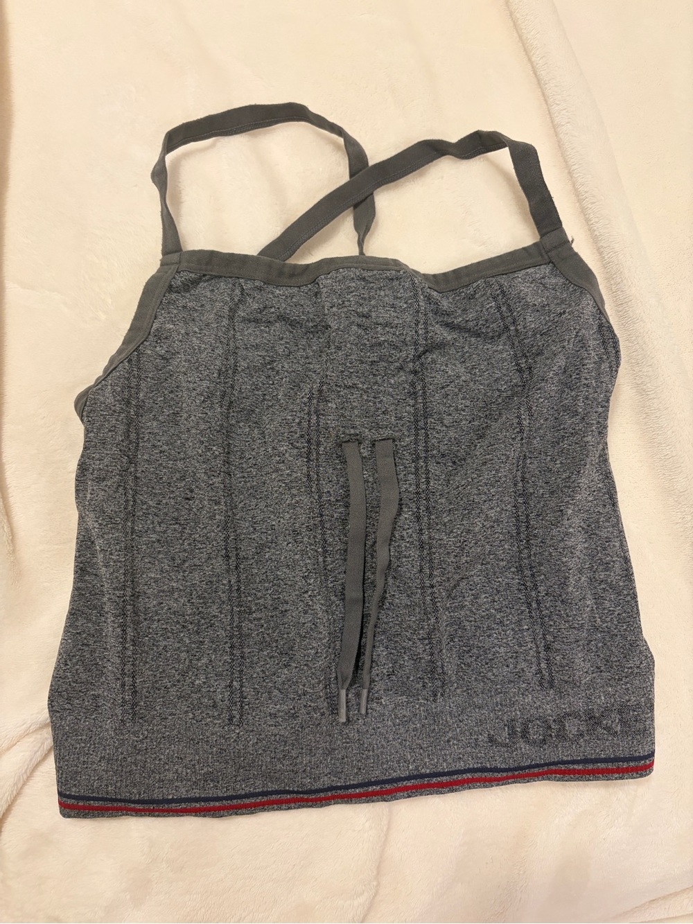 Jockey Gray Seamless Sports Cami with Striped Hem